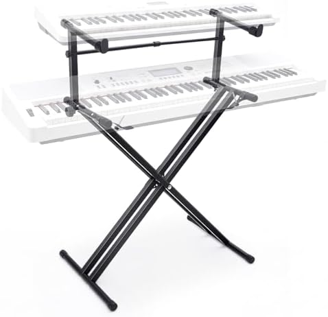Double Keyboard Stand 2-Tier Adjustable, X-Style for 54/61/88 Key