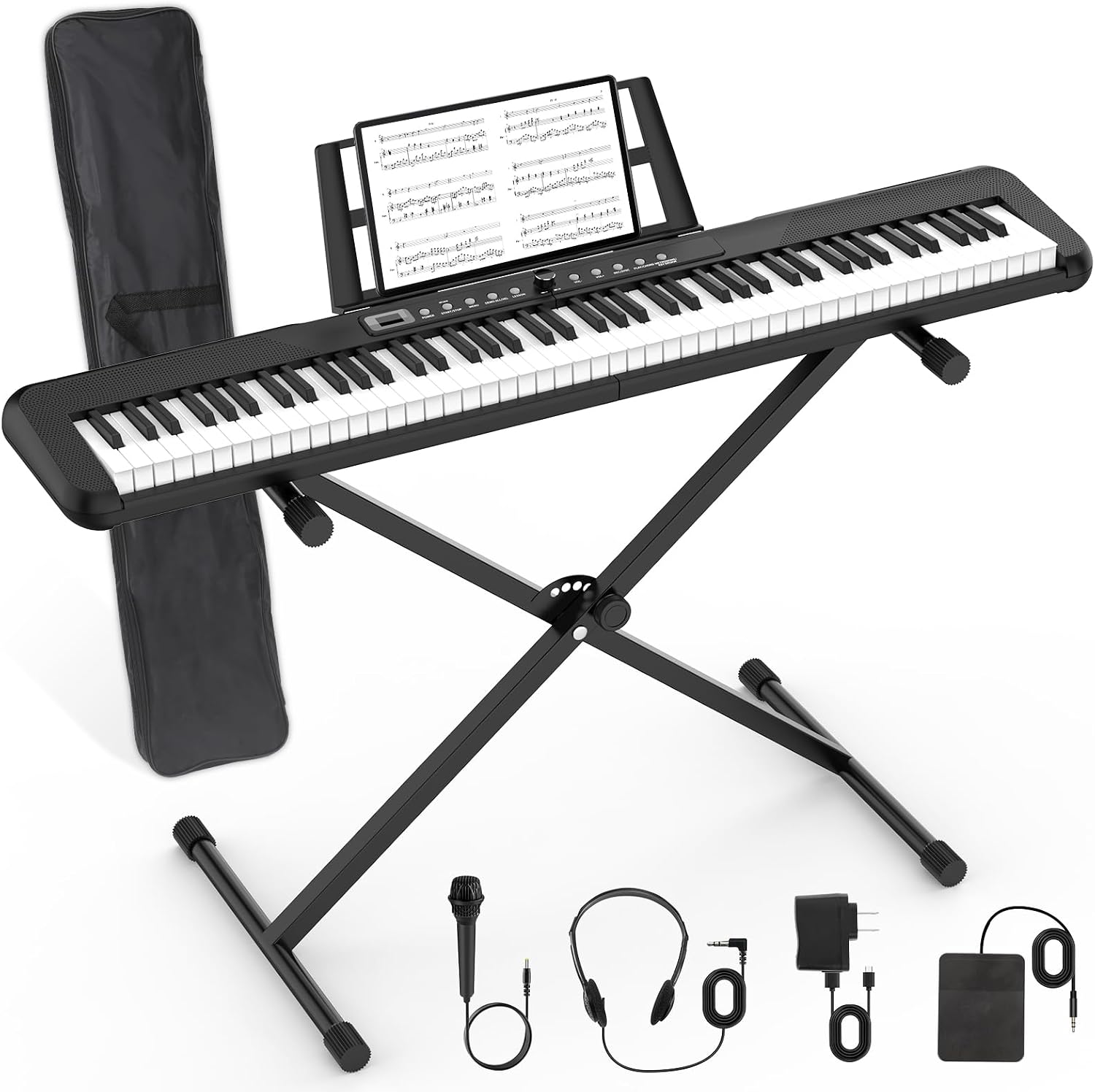 88 key digital piano beginner bundle with stand and pedal